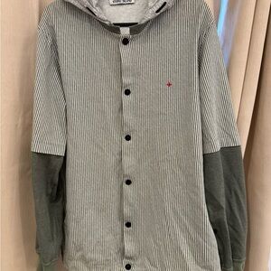 Men's Striped Gray and Green Jacket